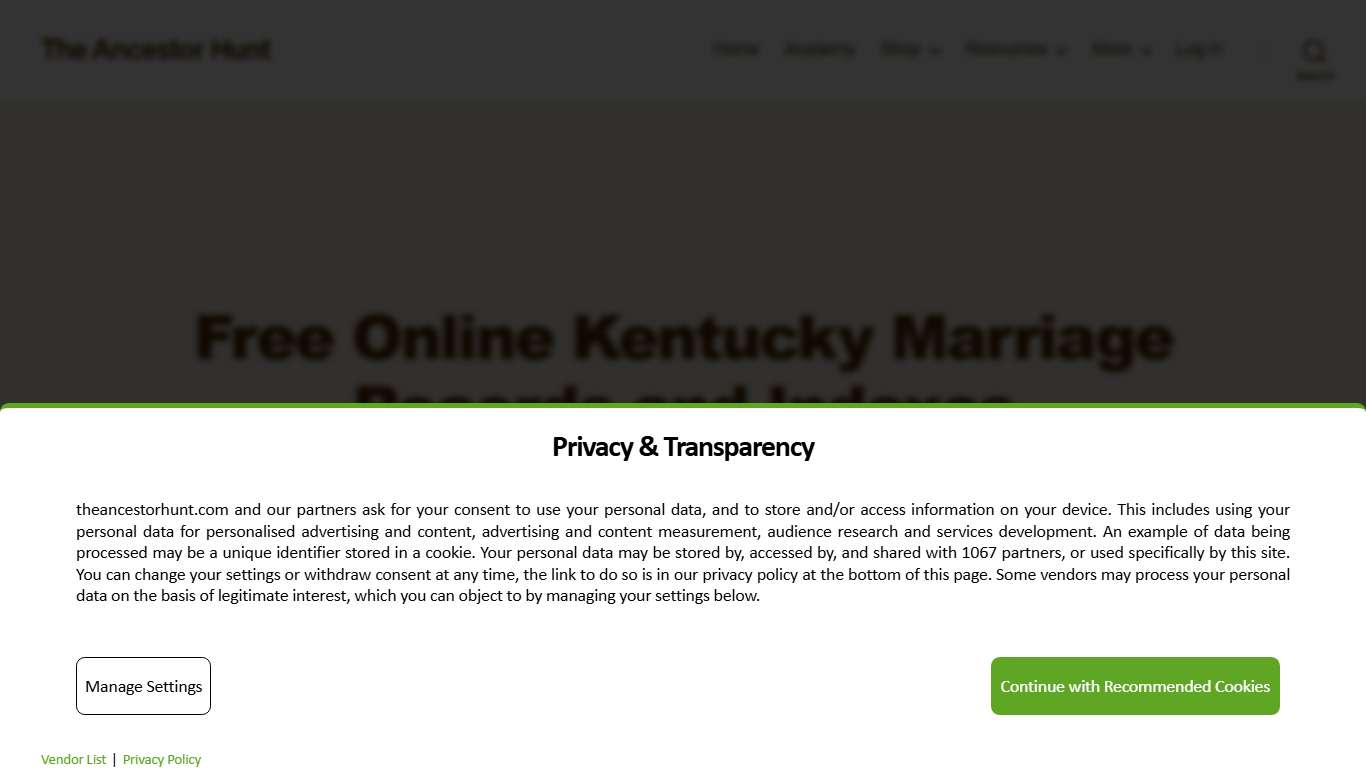 Free Online Kentucky Marriage Records and Indexes - The Ancestor Hunt