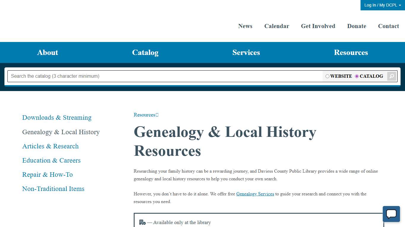 Genealogy & Local History Resources – Daviess County Public Library