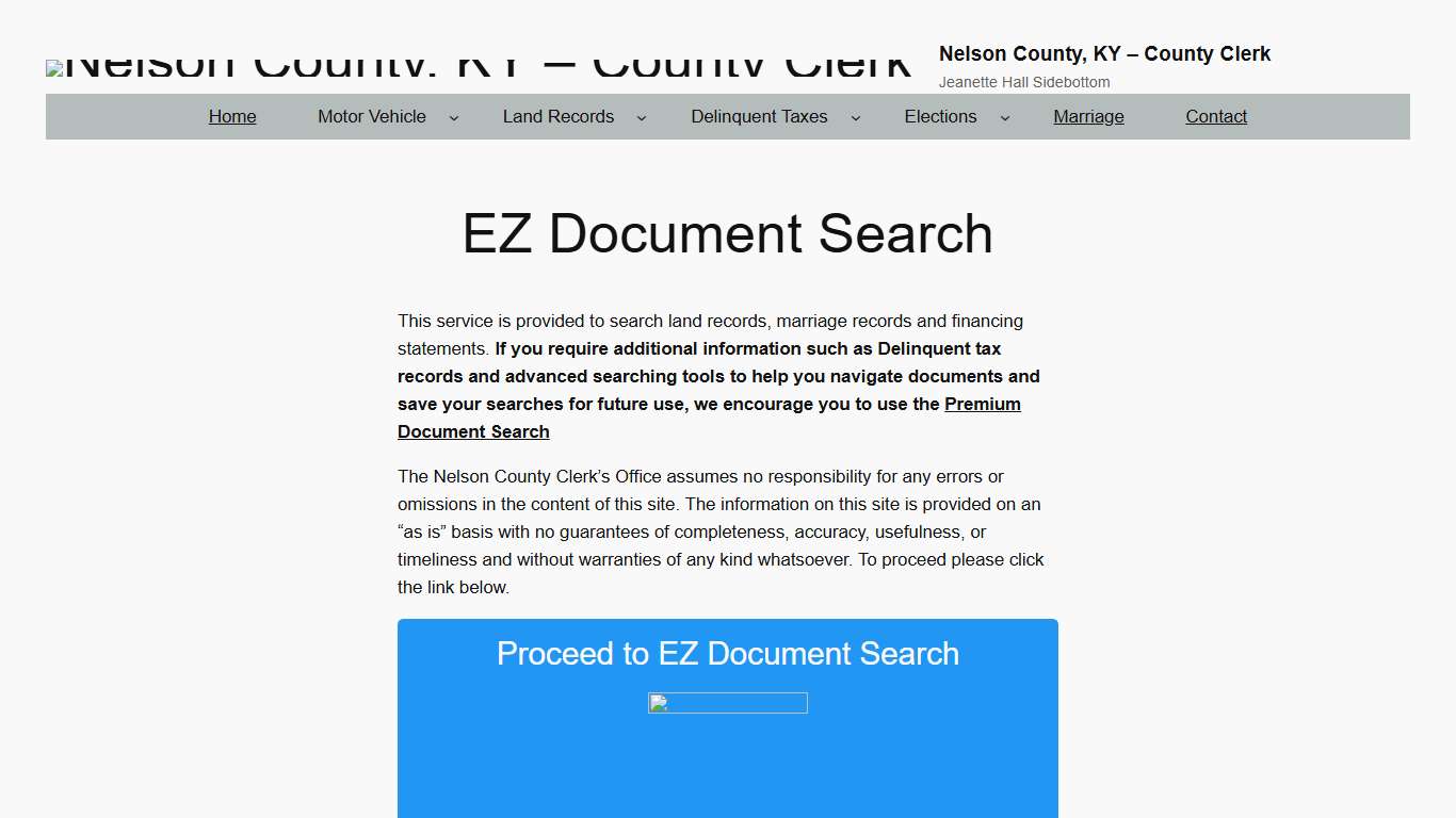 EZ Document Search – Nelson County, KY – County Clerk